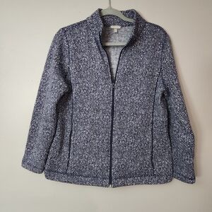Women’s‎ Talbots Blue & White front zip athleisure jacket with pockets medium P